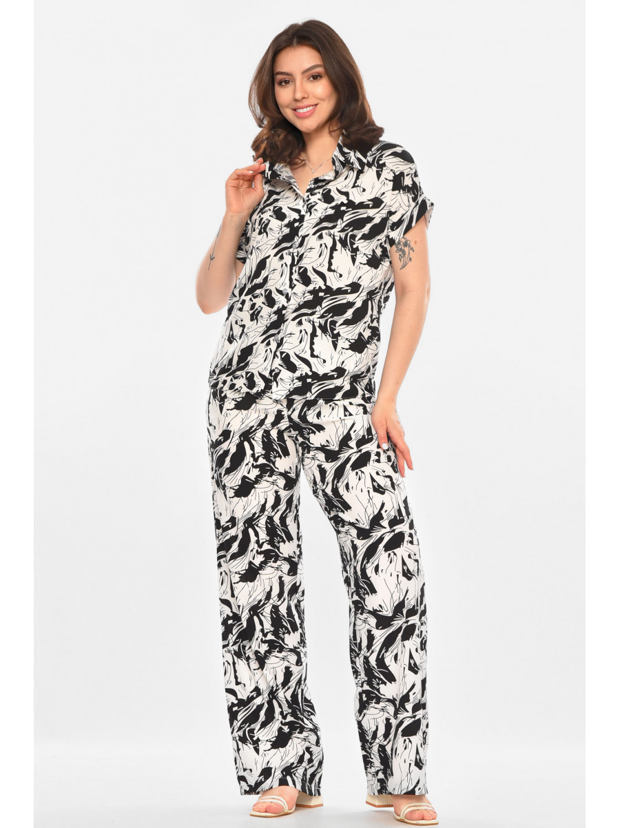 Костюм женский белого цвета с принтом 213916C