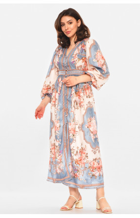 Платье женское голубого цвета с принтом 213917C