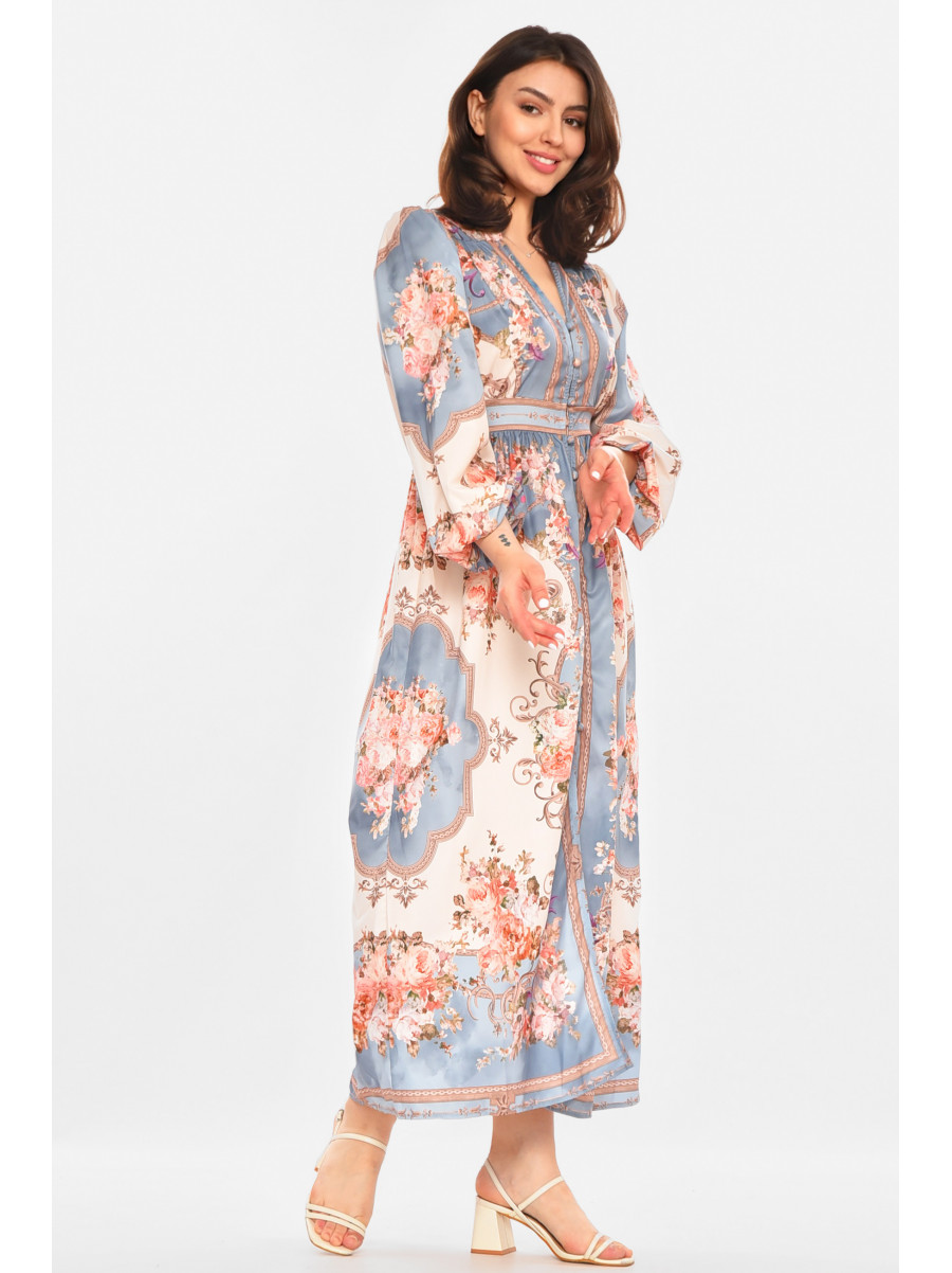 Платье женское голубого цвета с принтом 213917C