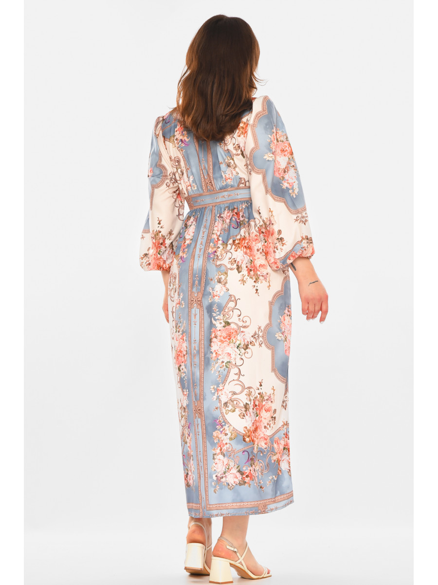 Платье женское голубого цвета с принтом 213917C