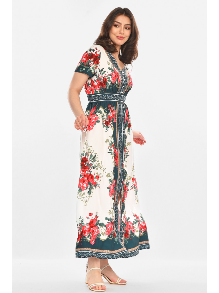 Платье женское белого цвета с принтом 213918C