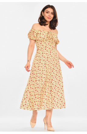 Платье женское молочного цвета с принтом 213919C