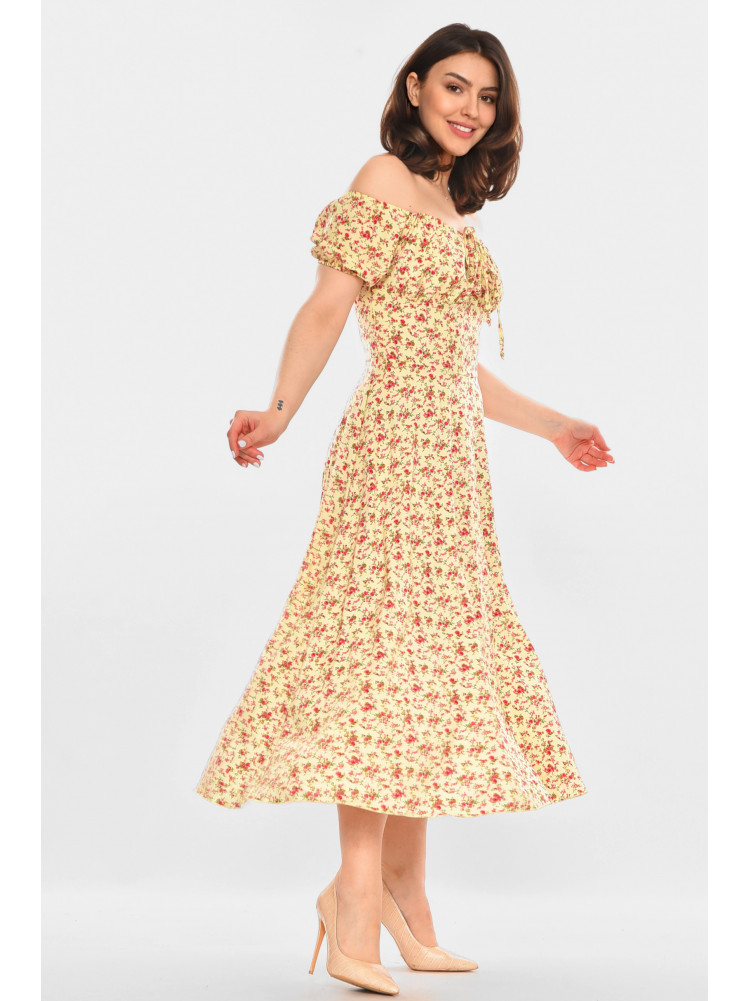 Платье женское молочного цвета с принтом 213919C