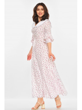 Платье женское белого цвета с принтом 213921C