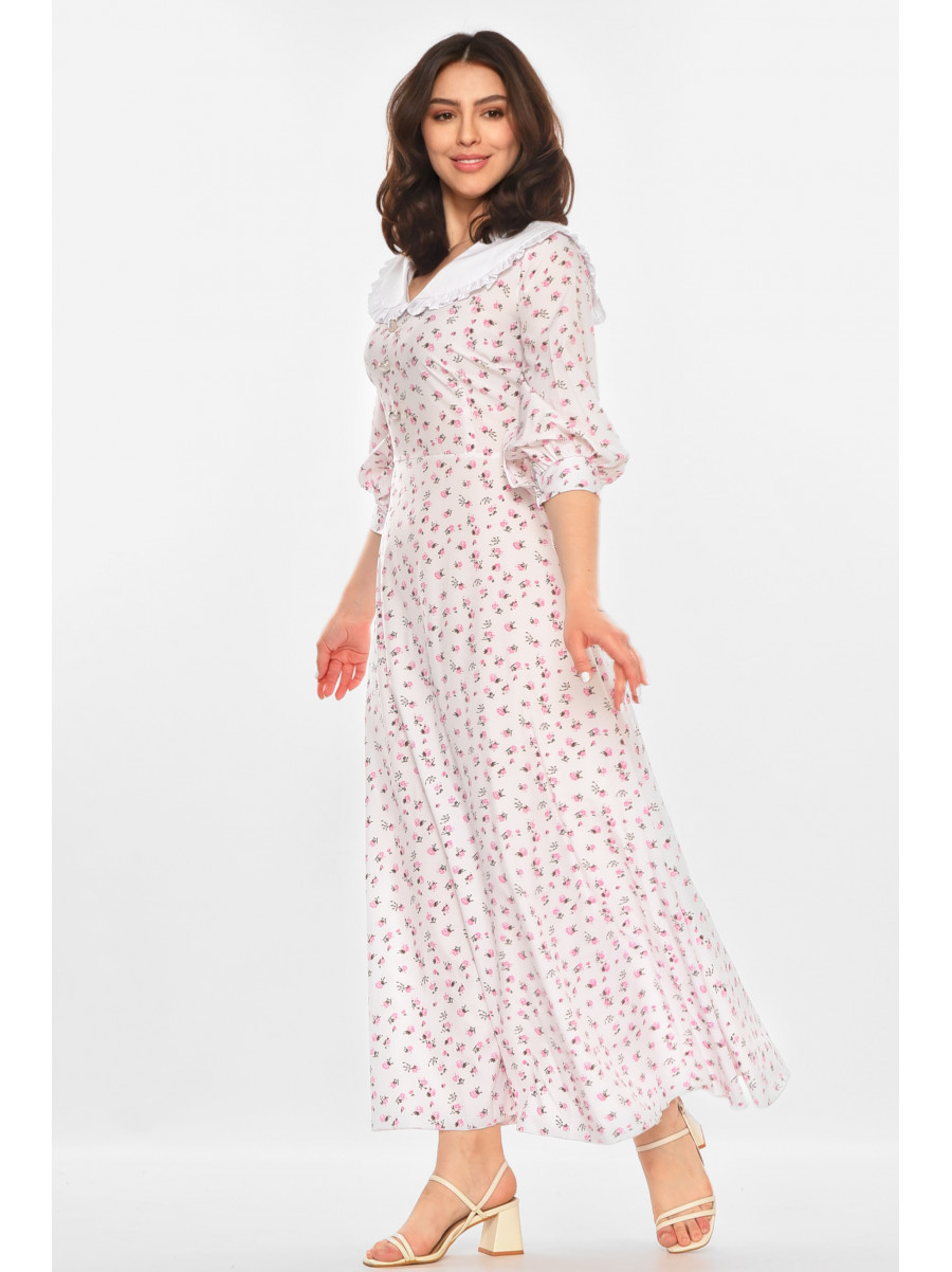 Платье женское белого цвета с принтом 213921C