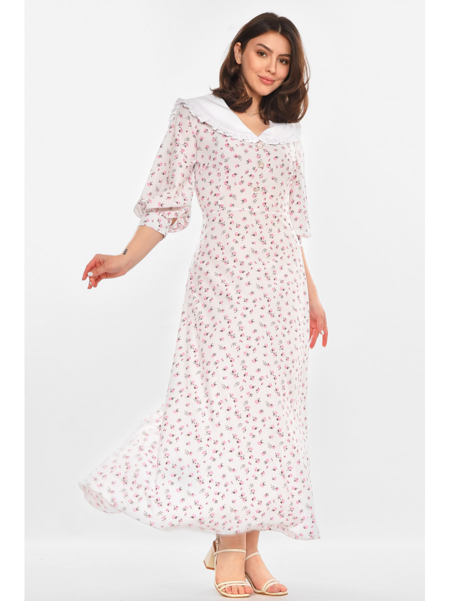 Платье женское белого цвета с принтом 213921C