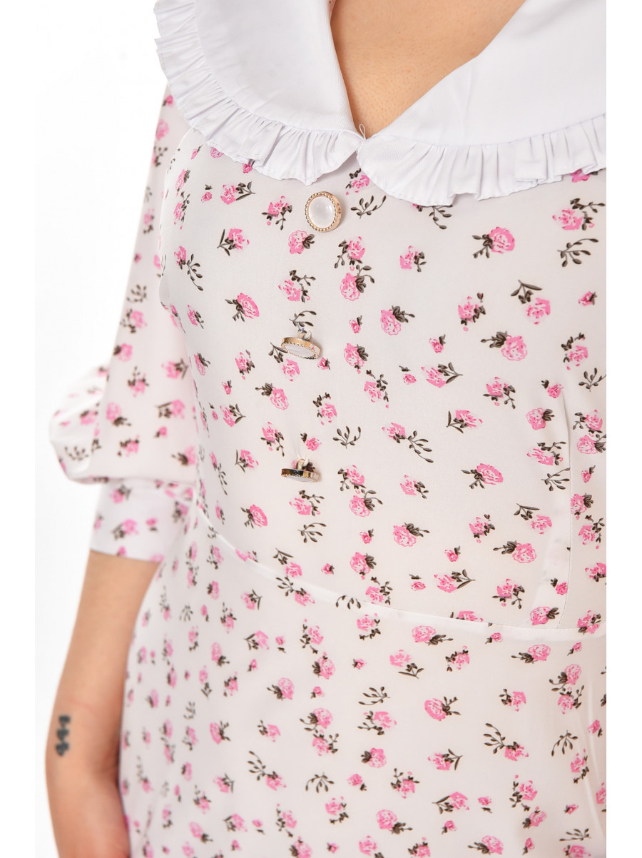 Платье женское белого цвета с принтом 213921C