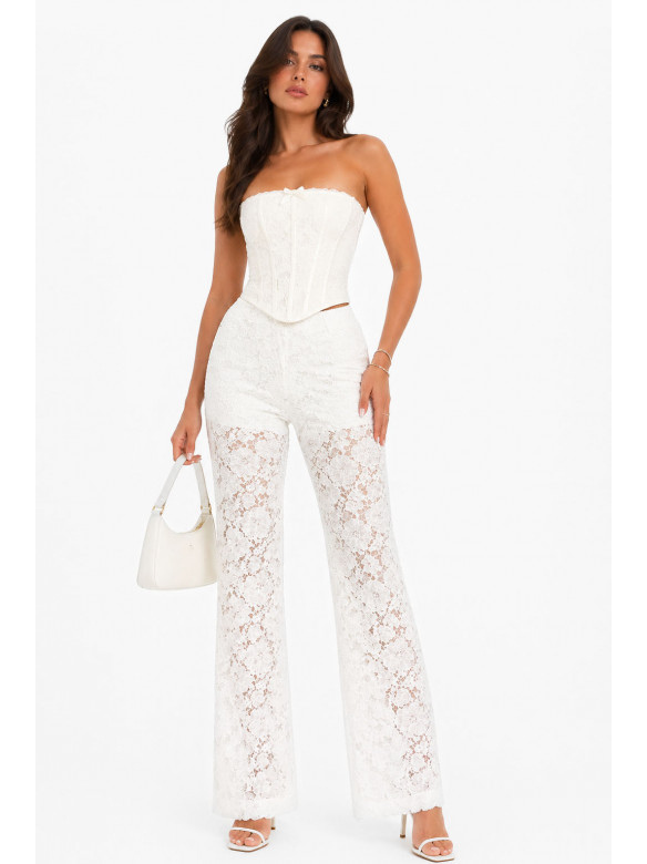 Штаны женские гипюр белого цвета 213932C