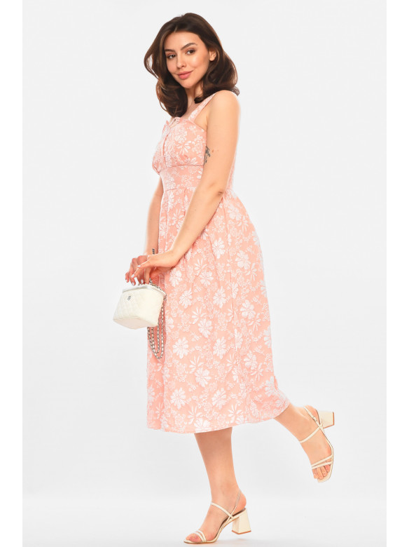 Платье женское розового цвета с принтом 213934C