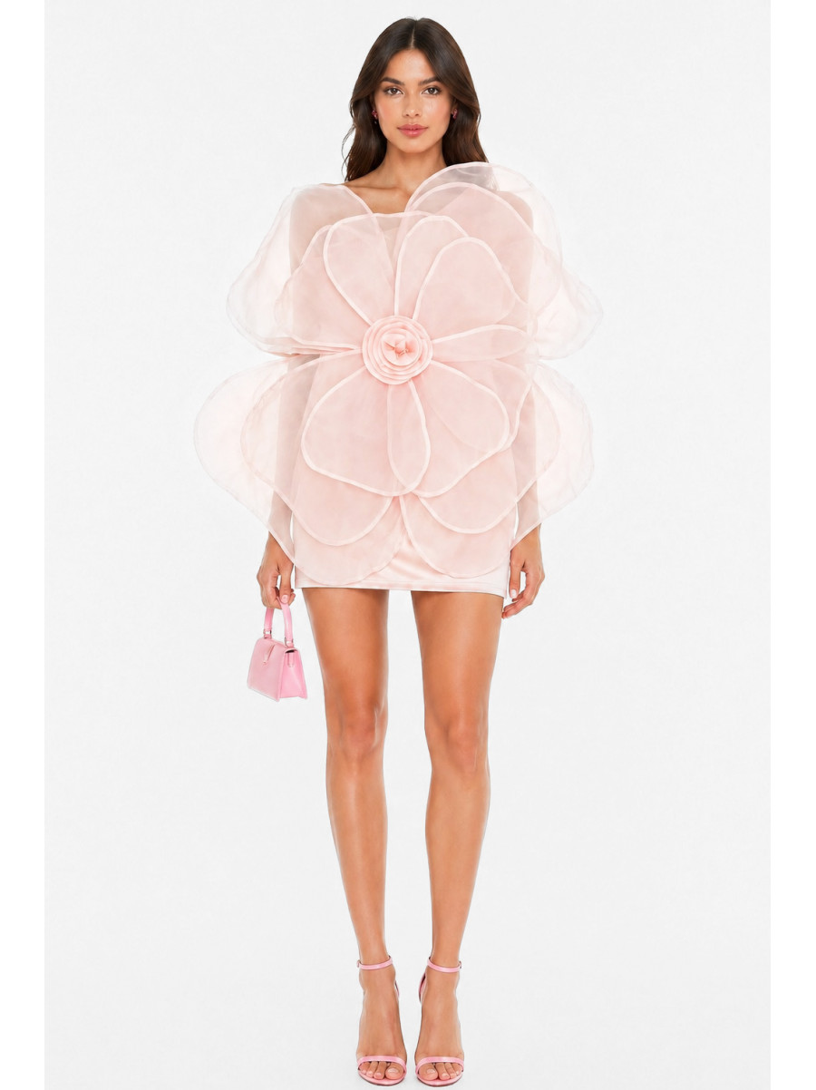 Платье женское однотонное светло-розового цвета 213935C