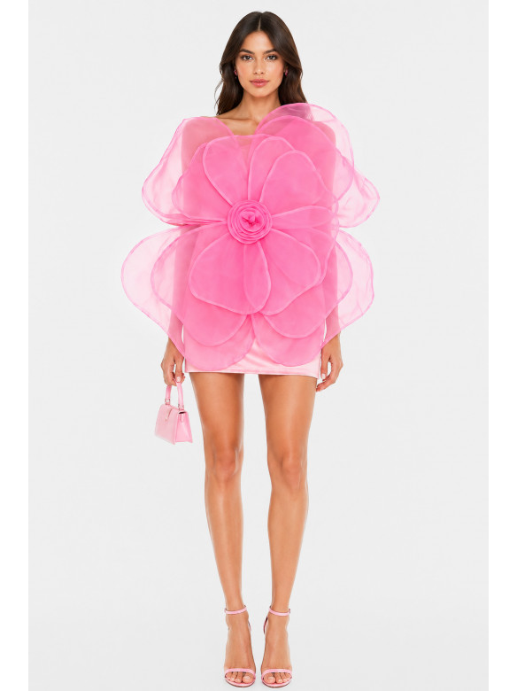 Платье женское однотонное розового цвета 213938C