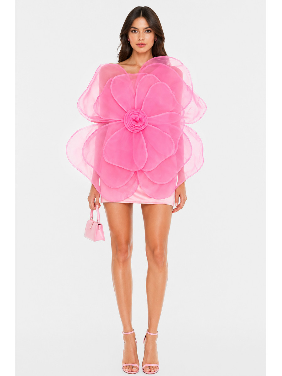 Платье женское однотонное розового цвета 213938C
