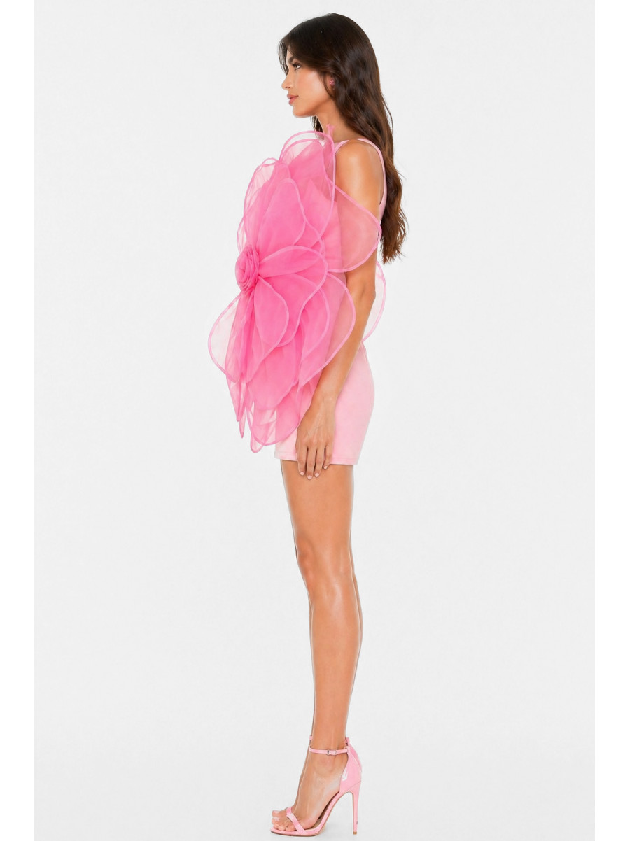 Платье женское однотонное розового цвета 213938C