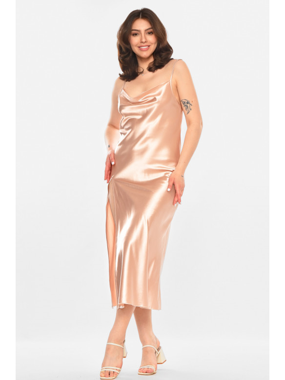 Платье женское однотонное бежевого цвета 213939C