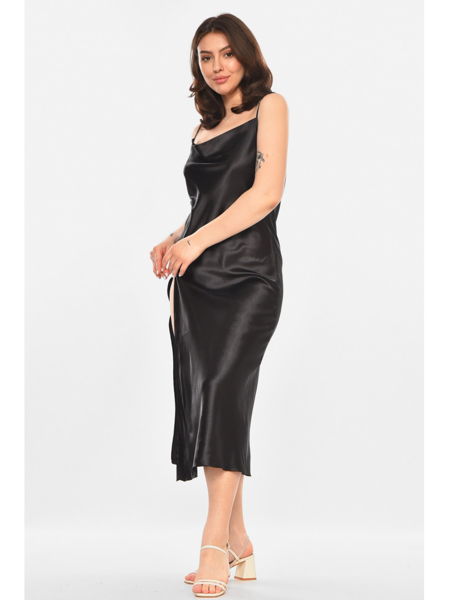 Платье женское однотонное черного цвета 213940C