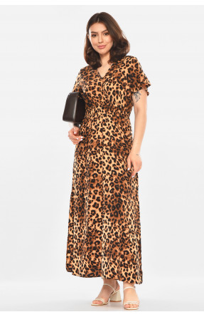 Платье женское коричневого цвета с принтом 213947C