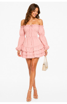 Платье женское однотонное персикового цвета 213950C