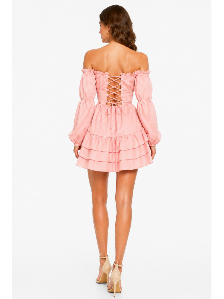 Платье женское однотонное персикового цвета 213950C