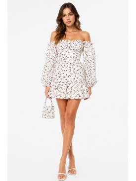 Сукня жіноча білого кольору з принтом 213961C