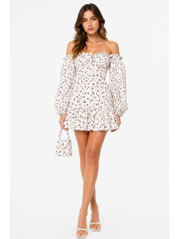 Платье женское белого цвета с принтом 213961C