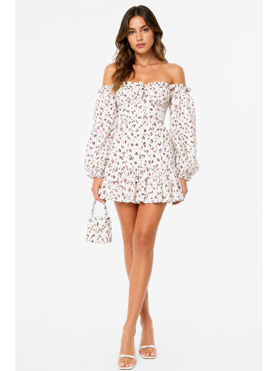 Платье женское белого цвета с принтом 213961C