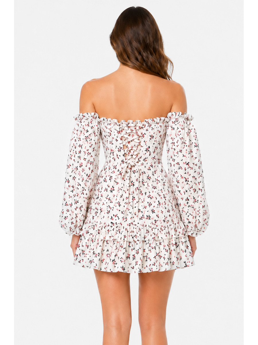 Платье женское белого цвета с принтом 213961C