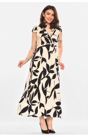 Платье женское бежевого цвета с принтом 213971C