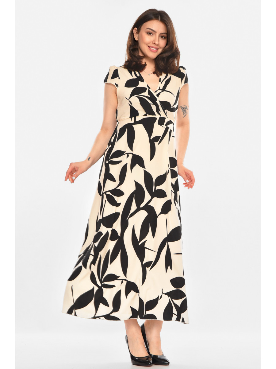 Платье женское бежевого цвета с принтом 213971C