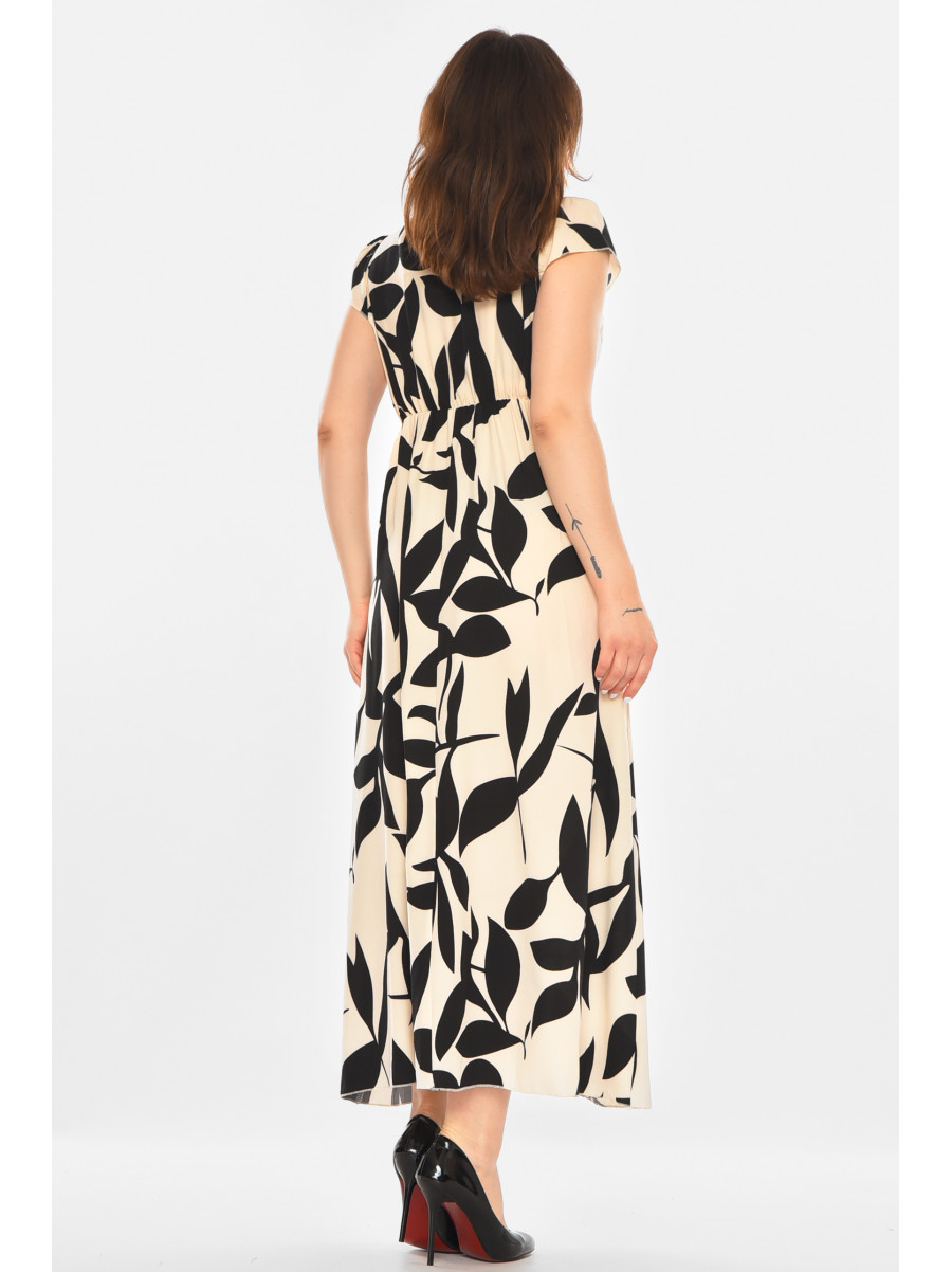 Платье женское бежевого цвета с принтом 213971C