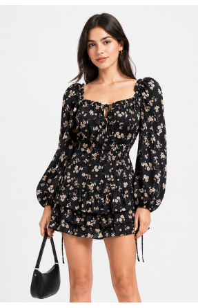 Платье женское черного цвета с принтом 213973C