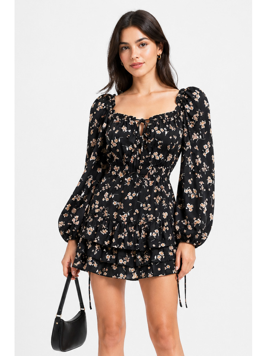 Платье женское черного цвета с принтом 213973C