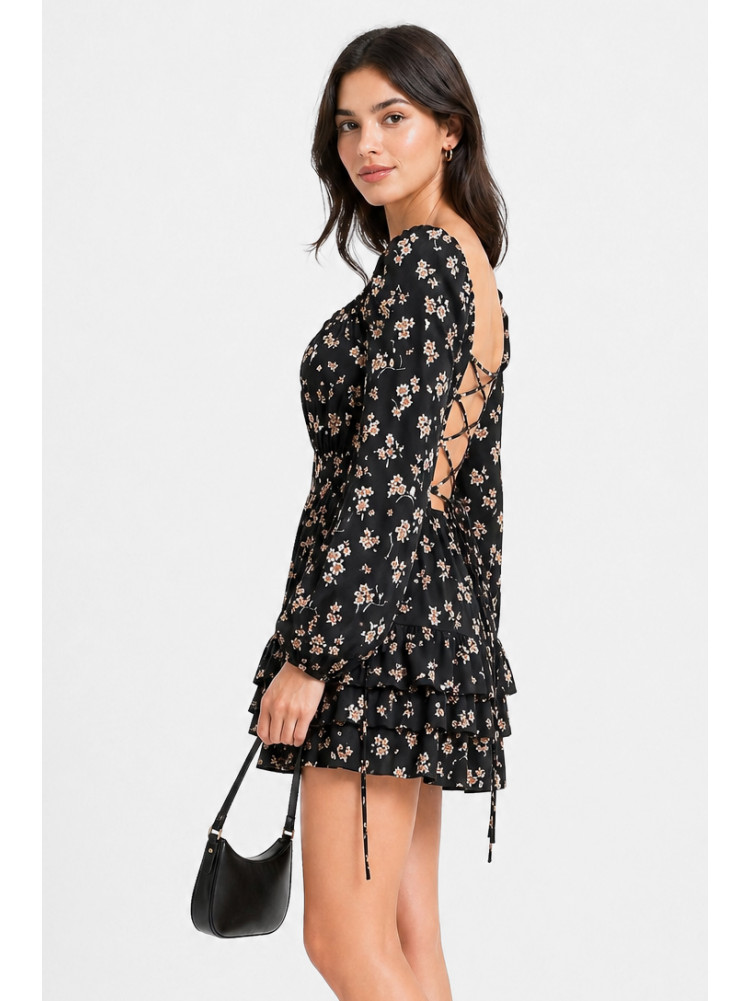 Платье женское черного цвета с принтом 213973C