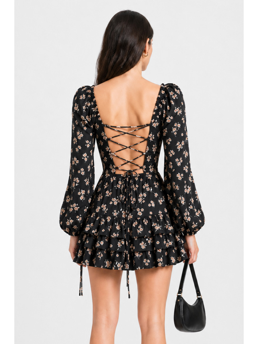 Платье женское черного цвета с принтом 213973C