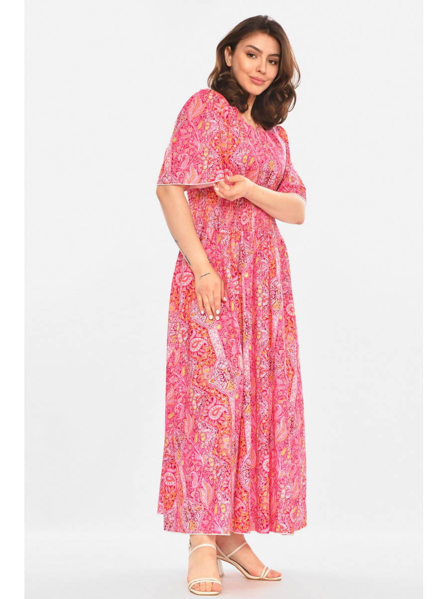 Платье женское розового цвета с принтом 213976C