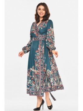 Сукня жіноча зеленого кольору з принтом 213978C