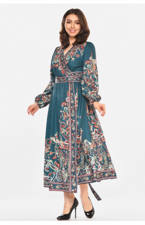 Платье женское зеленого цвета с принтом 213978C