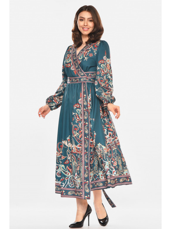 Платье женское зеленого цвета с принтом 213978C