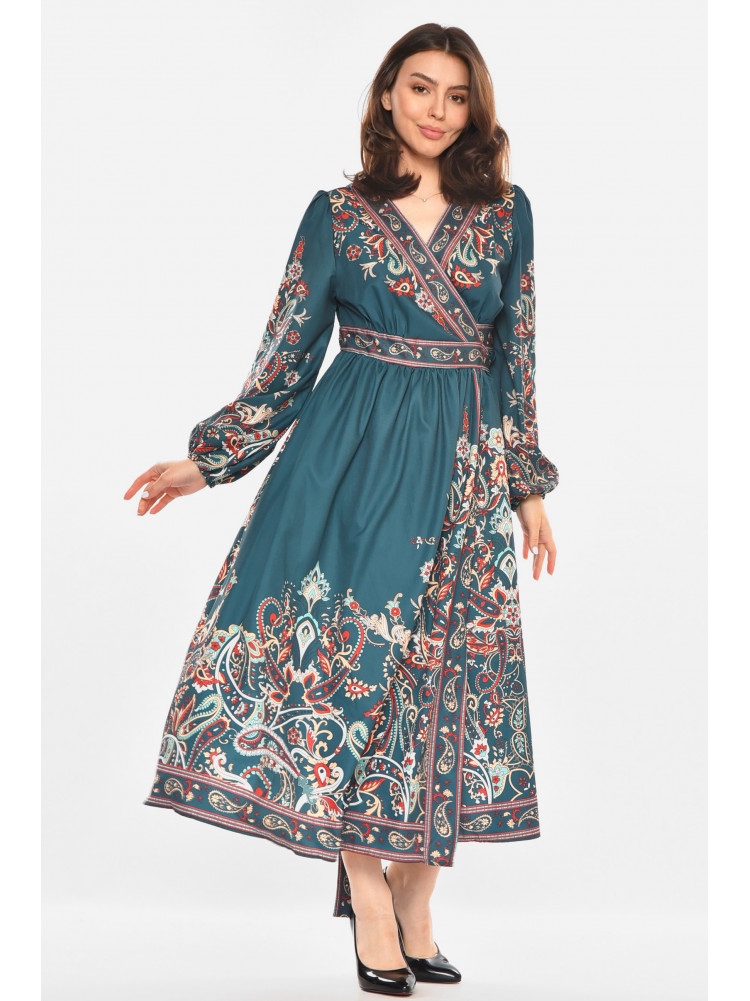 Платье женское зеленого цвета с принтом 213978C