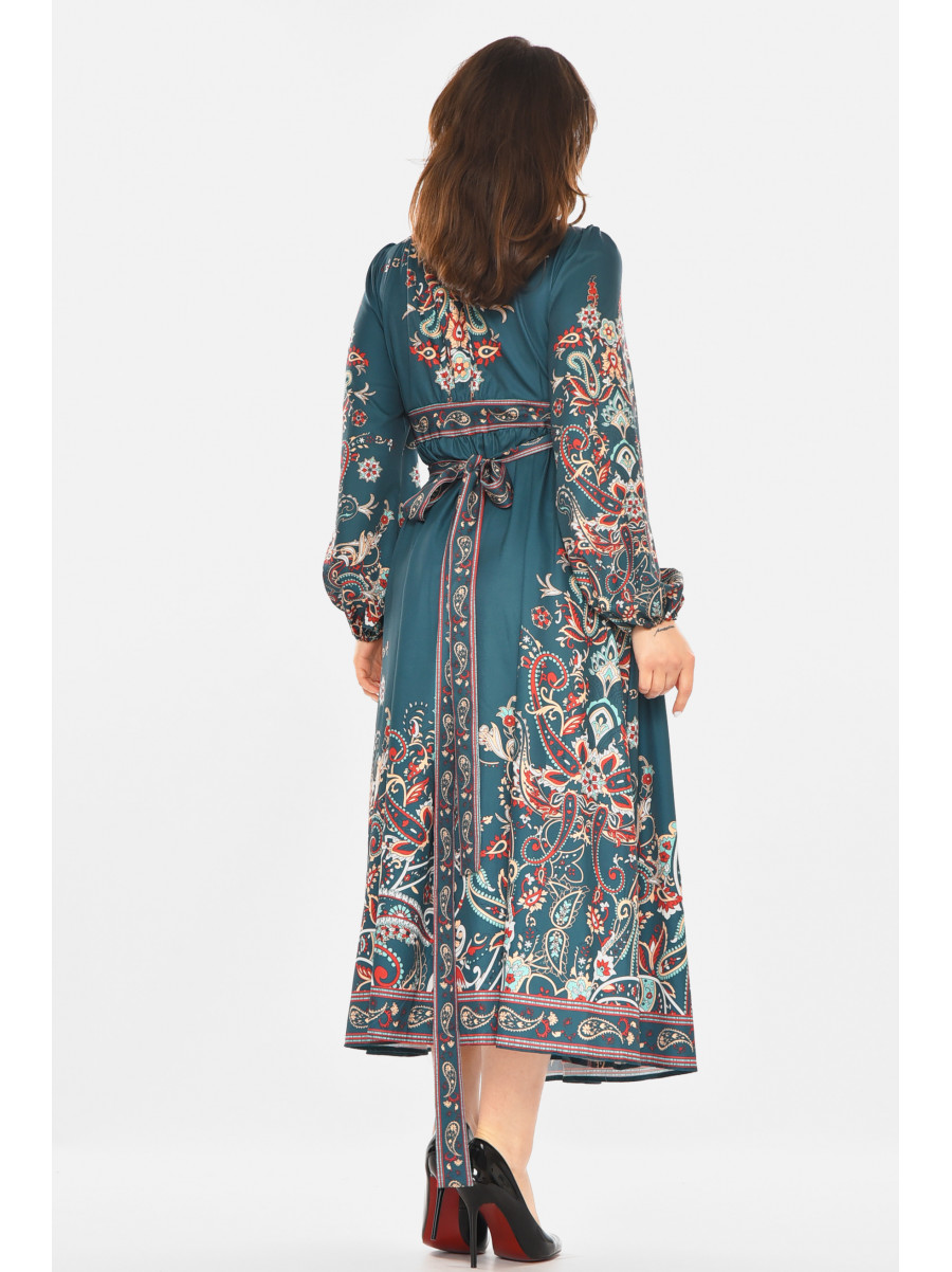 Платье женское зеленого цвета с принтом 213978C