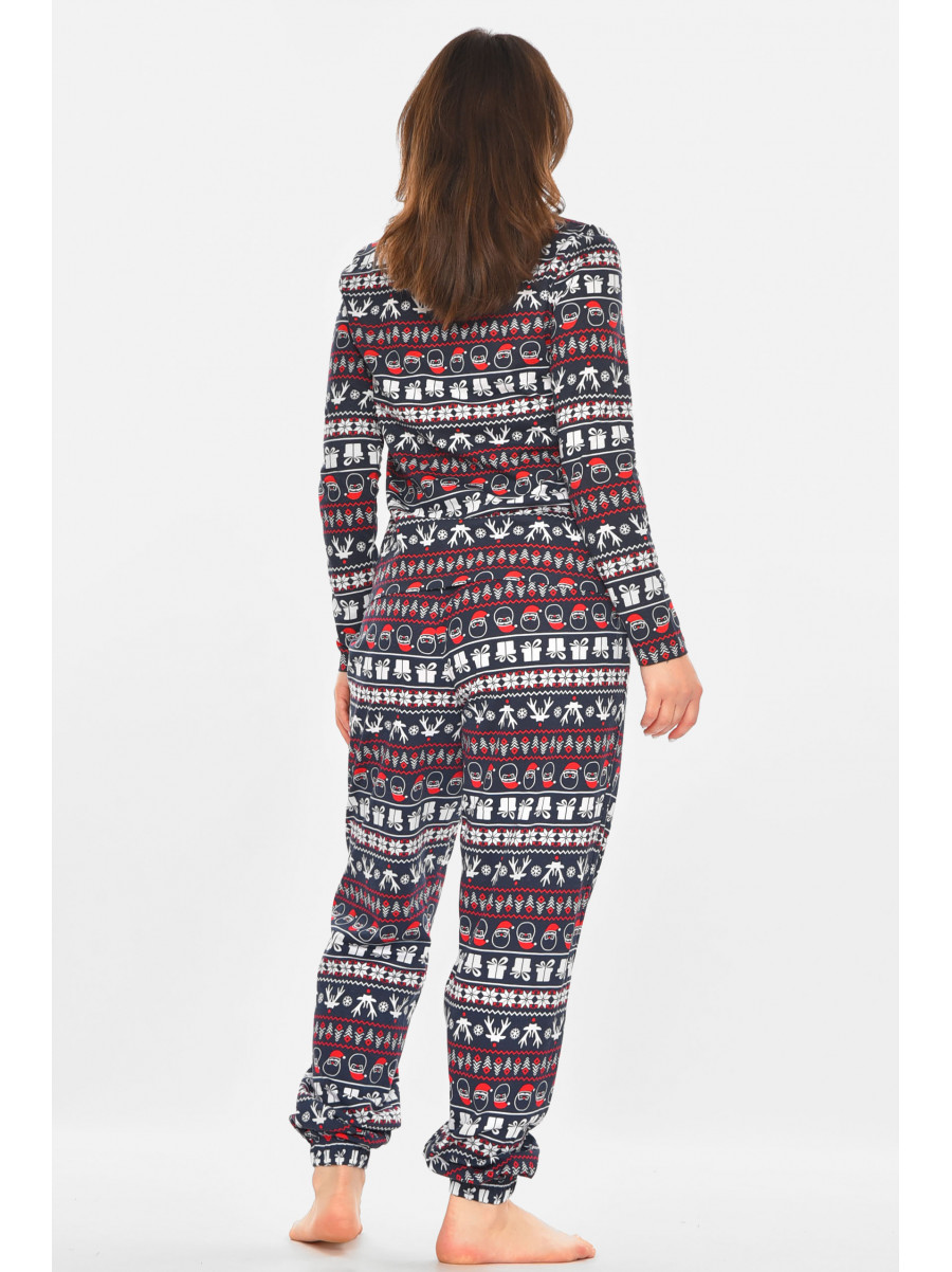 Пижама женская темно-синего цвета с новогодним принтом 213979C