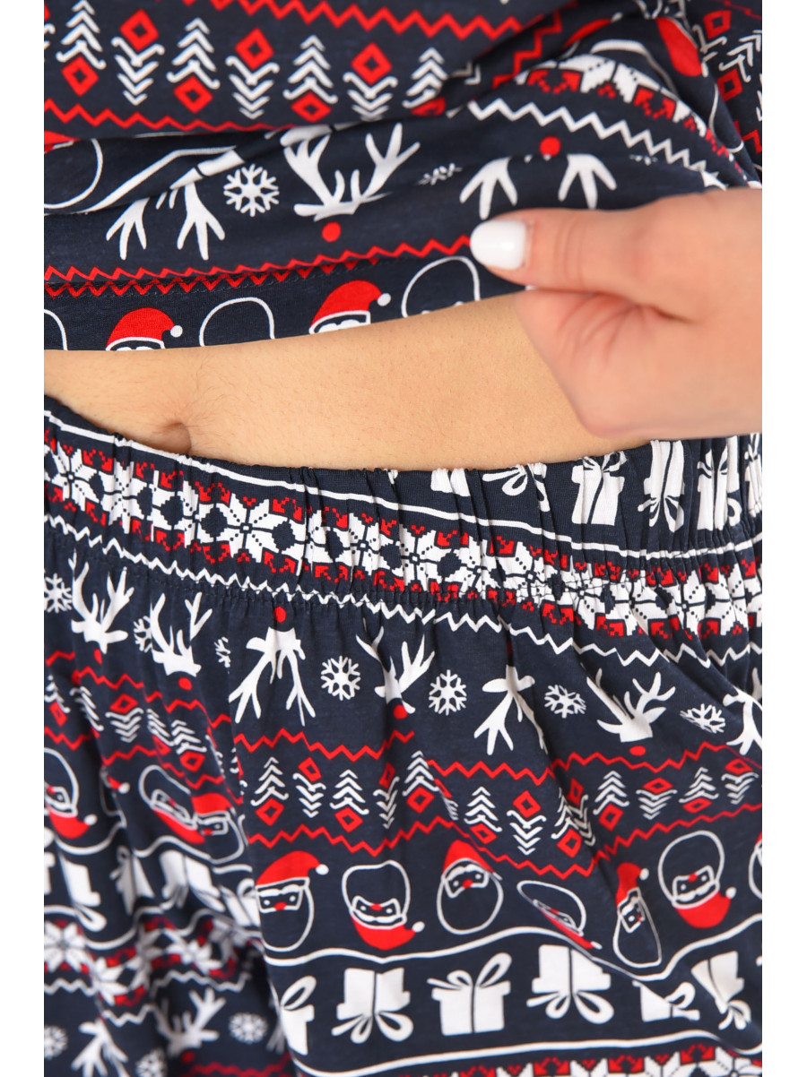 Пижама женская темно-синего цвета с новогодним принтом 213979C