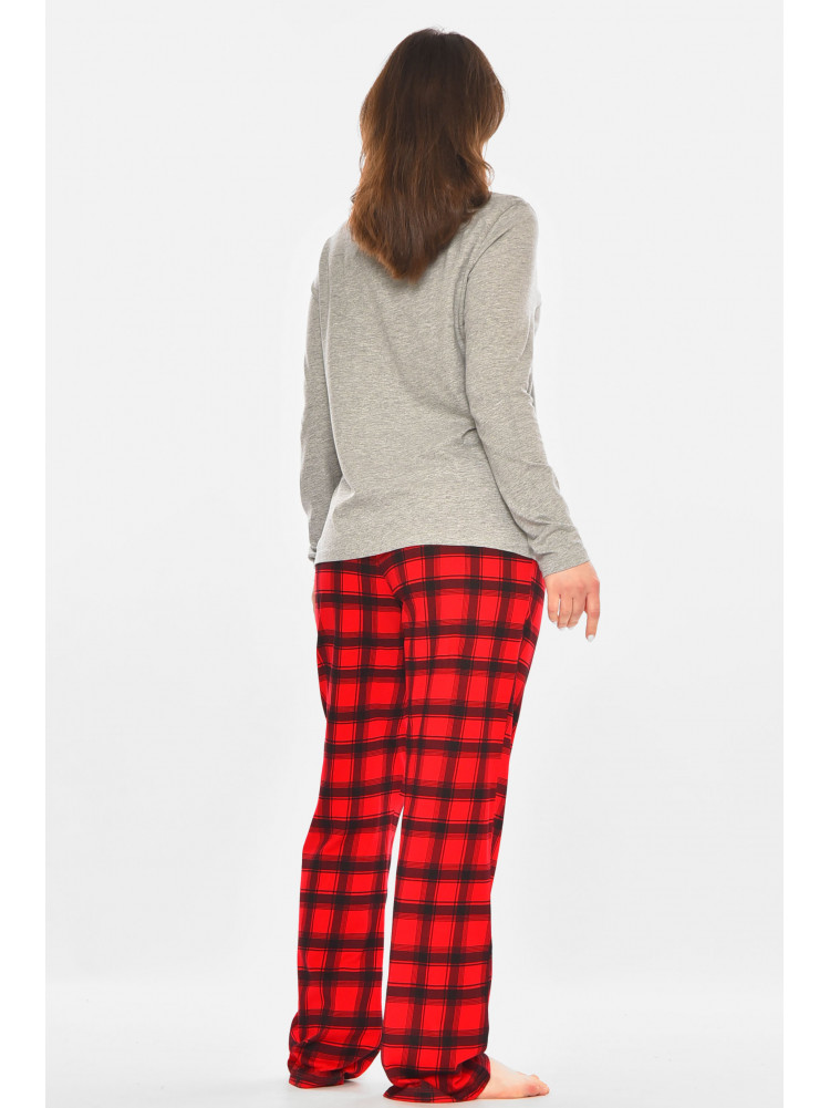 Пижама женская серо-красного цвета с новогодним принтом 213980C