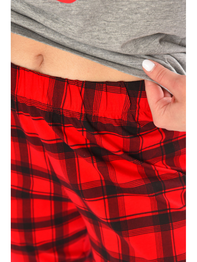 Пижама женская серо-красного цвета с новогодним принтом 213980C