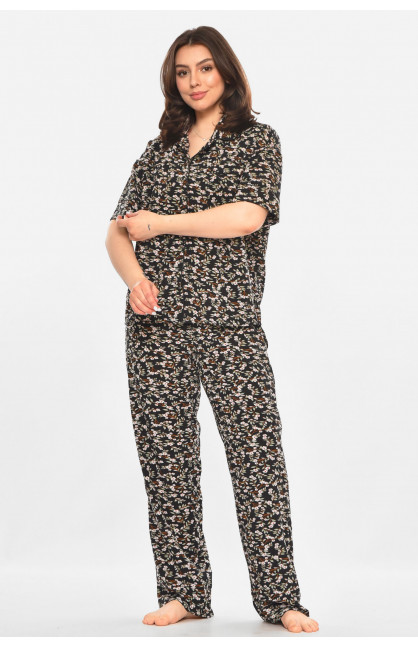 Пижама женская черного цвета с цветочным принтом 81222 214030C