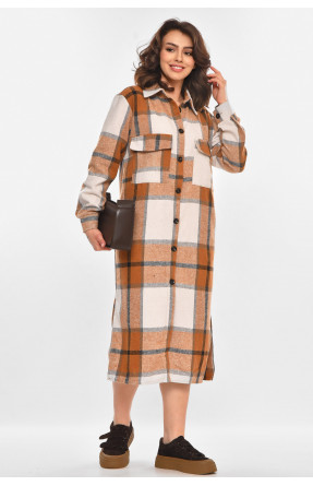 Платье-рубашка женское байка бежевого цвета с принтом 1670 214483C