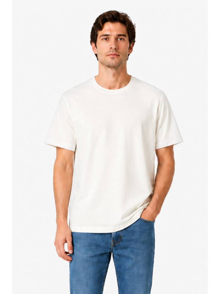 Футболка мужская однотонная молочного цвета 214681C