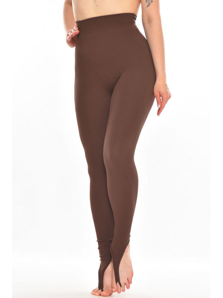 Лосины женские однотонные в рубчик коричневого цвета 0920-3 215102C