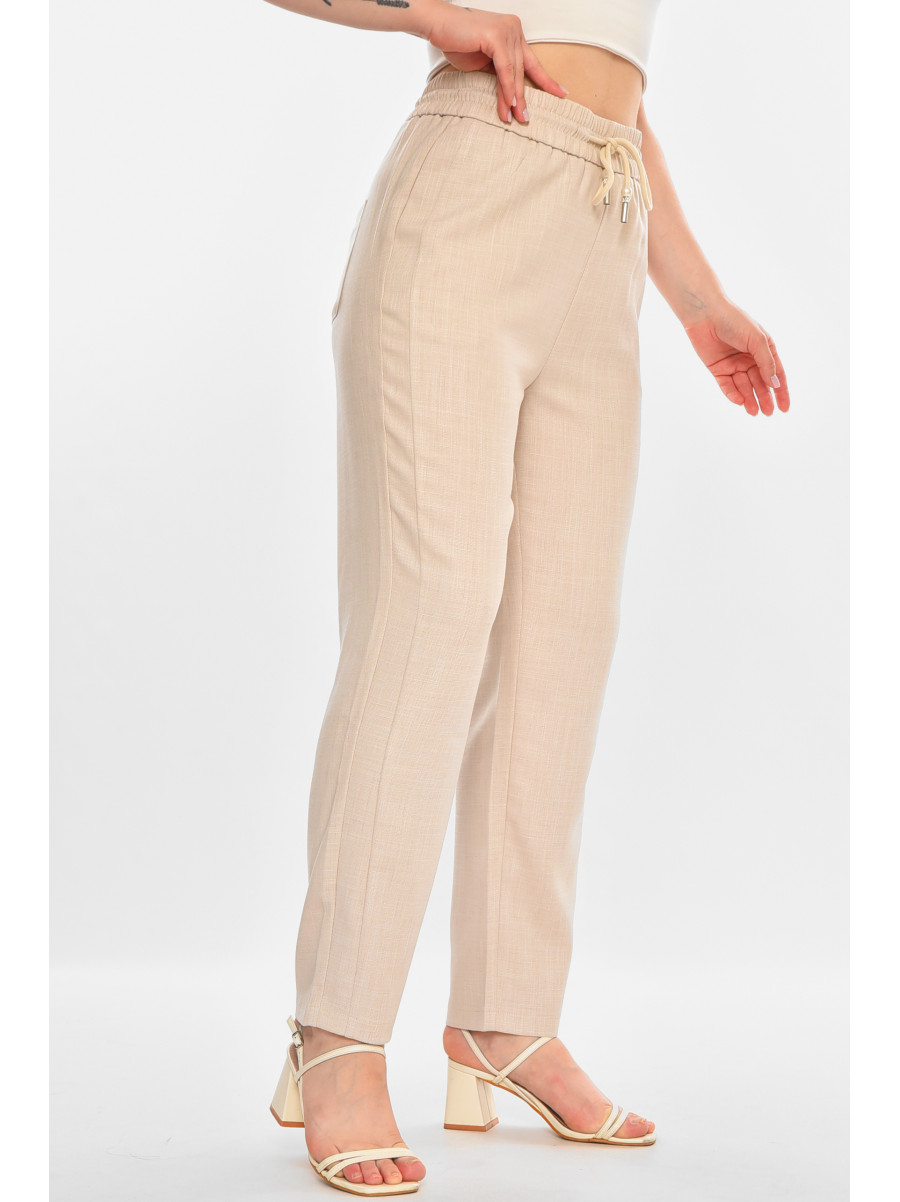 Штаны женские однотонные светло-бежевого цвета 3617 215169C