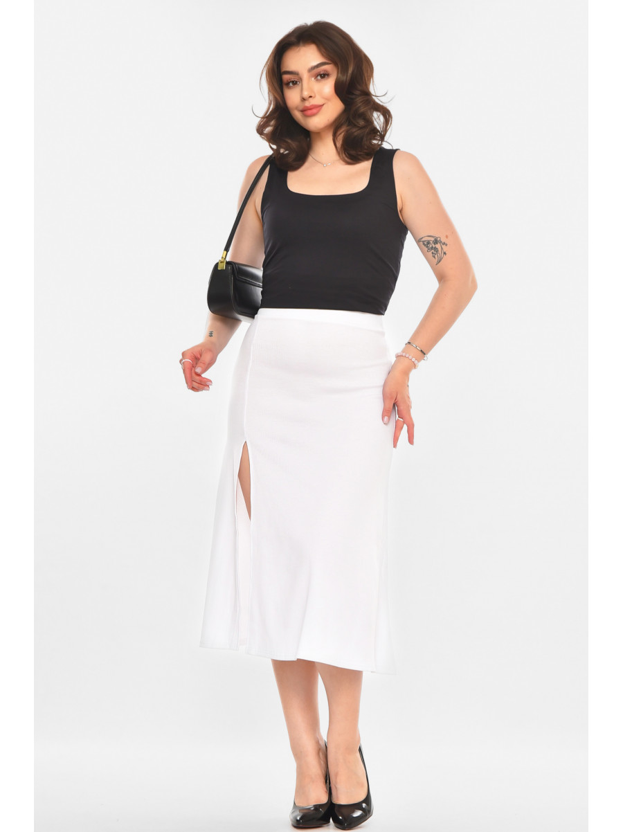 Спідниця жіноча однотонна в рубчик білого кольору 05791 215247C