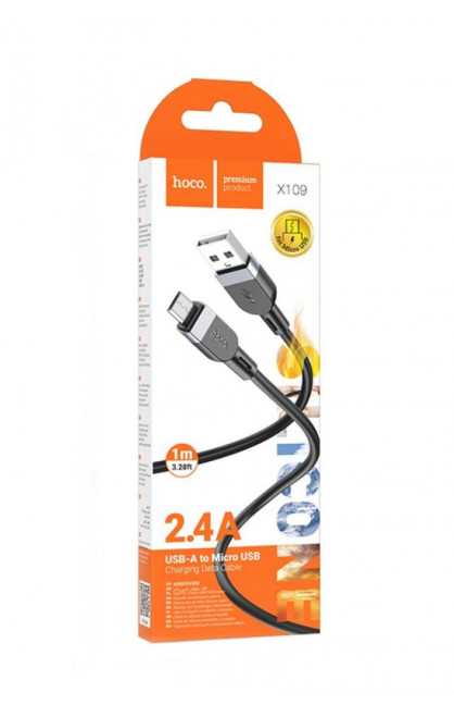 Кабель microUSB X109 2.4А силиконовый черный 1м 215393C